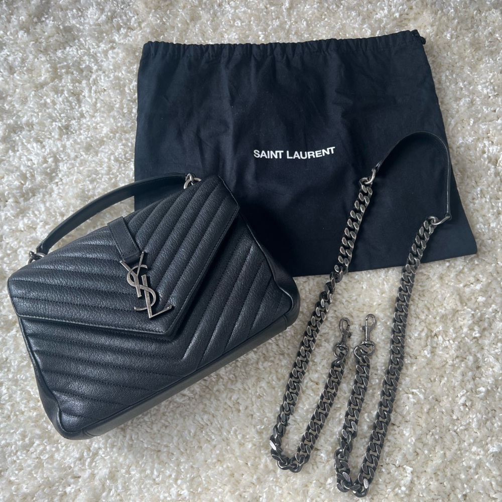 Saint Laurent Black Chevron Crossbody Bag
